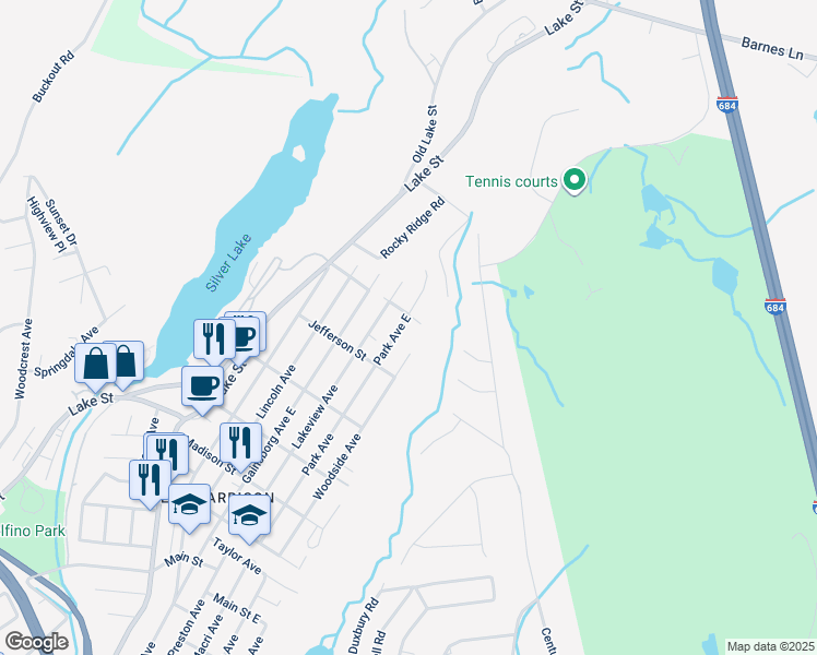 map of restaurants, bars, coffee shops, grocery stores, and more near 222 Park Avenue in Harrison