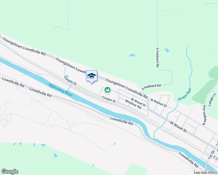 map of restaurants, bars, coffee shops, grocery stores, and more near 804 West Wood Street in Lowellville