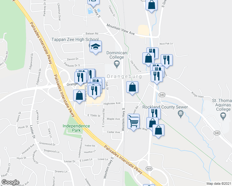 map of restaurants, bars, coffee shops, grocery stores, and more near 9E Blue Hill Commons Drive in Orangeburg