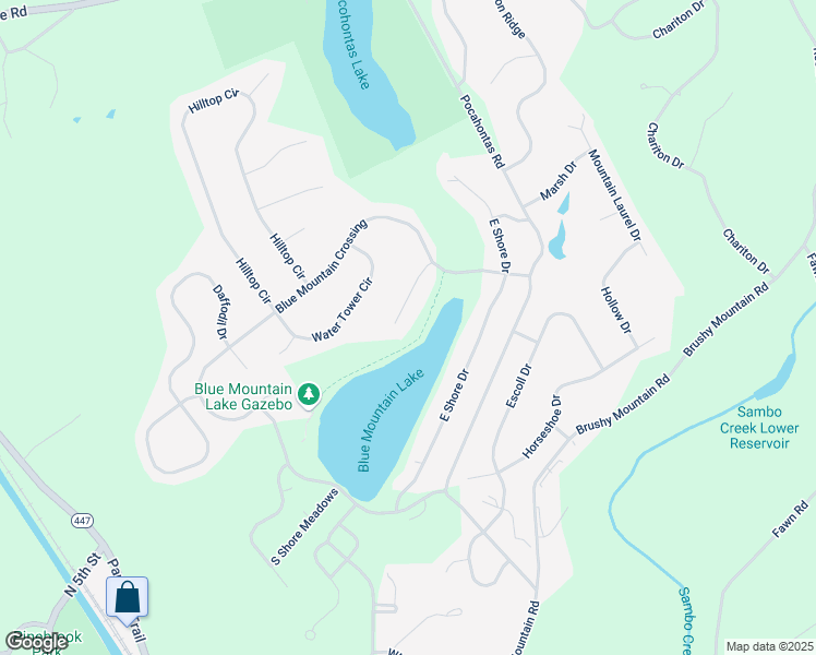 map of restaurants, bars, coffee shops, grocery stores, and more near 131 Osprey Court in East Stroudsburg