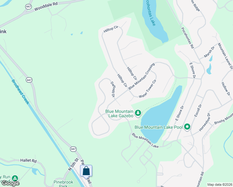 map of restaurants, bars, coffee shops, grocery stores, and more near 901-999 Daffodil Dr in East Stroudsburg