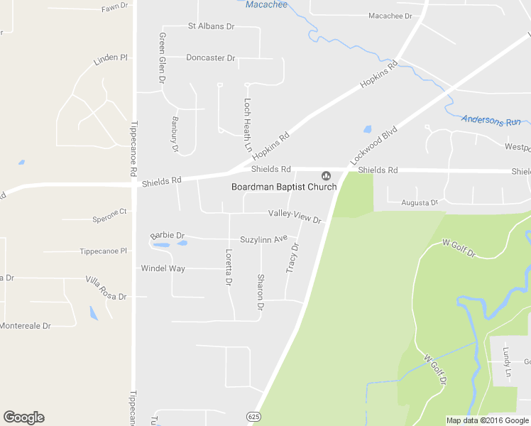 map of restaurants, bars, coffee shops, grocery stores, and more near 1281 Valley-View Drive in Youngstown