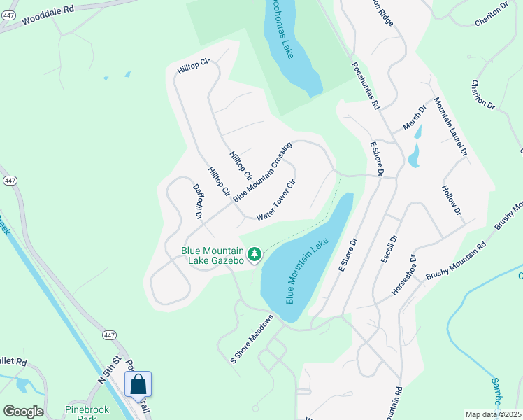 map of restaurants, bars, coffee shops, grocery stores, and more near 148 Water Tower Circle in East Stroudsburg