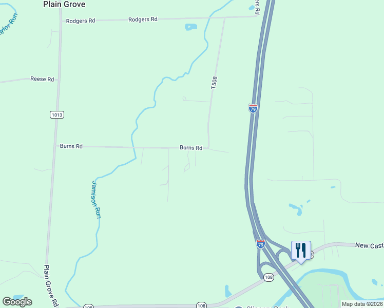 map of restaurants, bars, coffee shops, grocery stores, and more near 354 Burns Road in Slippery Rock