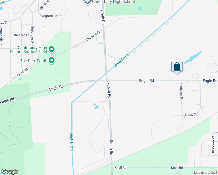map of restaurants, bars, coffee shops, grocery stores, and more near 4253 Smith Road in Fort Wayne