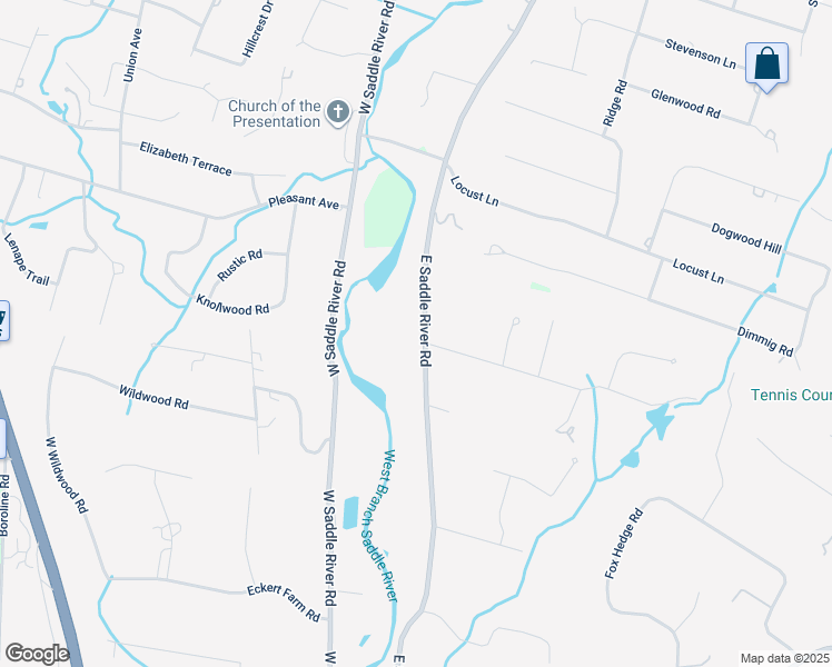 map of restaurants, bars, coffee shops, grocery stores, and more near 249 East Saddle River Road in Saddle River
