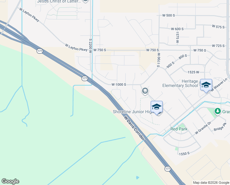 map of restaurants, bars, coffee shops, grocery stores, and more near 2023 West Grace Way in Layton