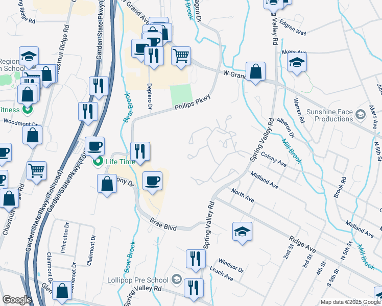 map of restaurants, bars, coffee shops, grocery stores, and more near 308 Chelsea Manor in Park Ridge