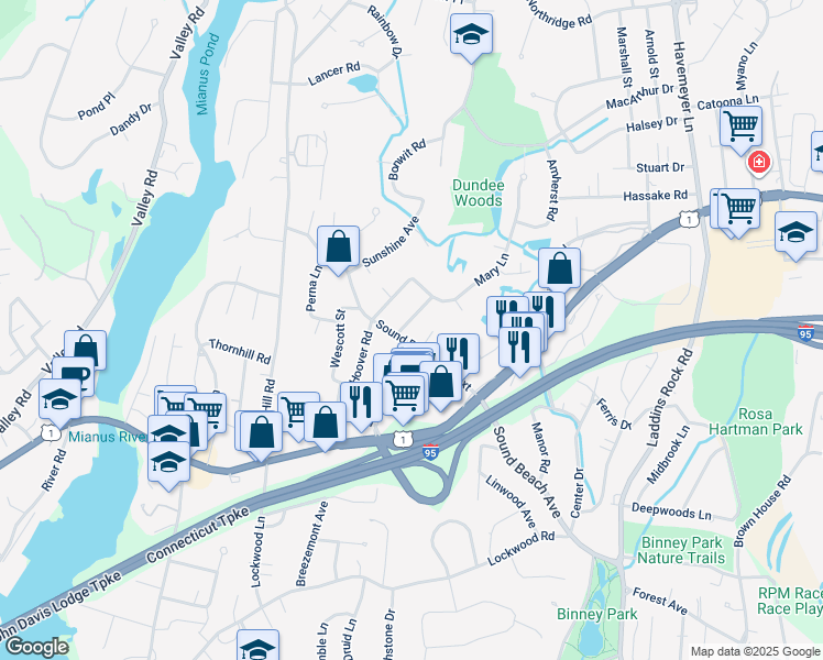 map of restaurants, bars, coffee shops, grocery stores, and more near 1 Raphael Place in Greenwich