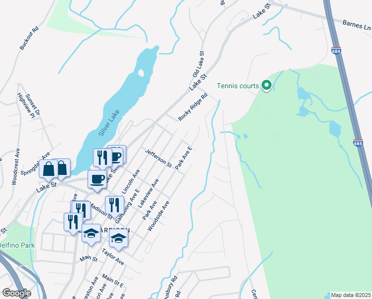 map of restaurants, bars, coffee shops, grocery stores, and more near 222 Park Avenue in Harrison