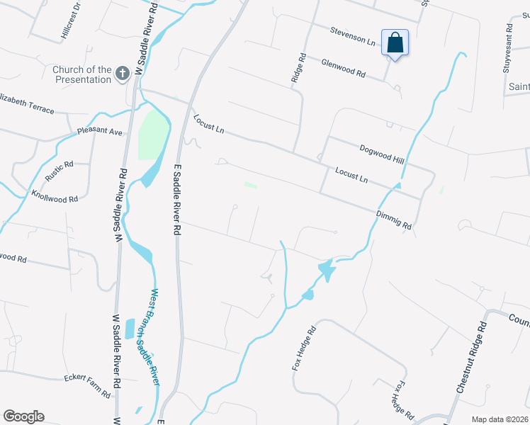 map of restaurants, bars, coffee shops, grocery stores, and more near 8 Meadow Lane in Saddle River