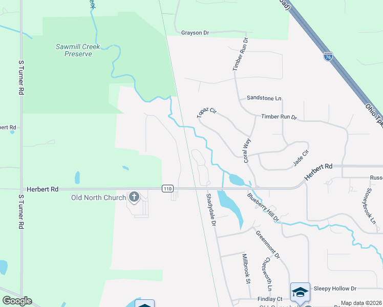 map of restaurants, bars, coffee shops, grocery stores, and more near 180 Saybrook Drive in Canfield