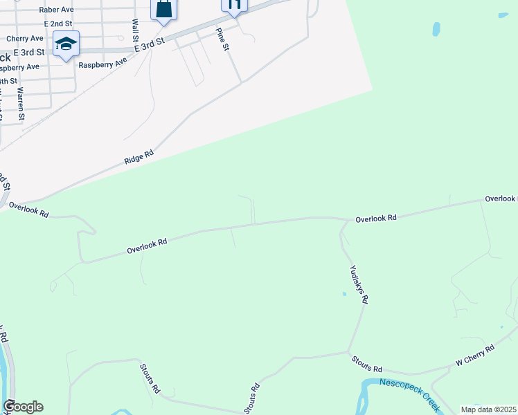 map of restaurants, bars, coffee shops, grocery stores, and more near Overlook Rd in Nescopeck