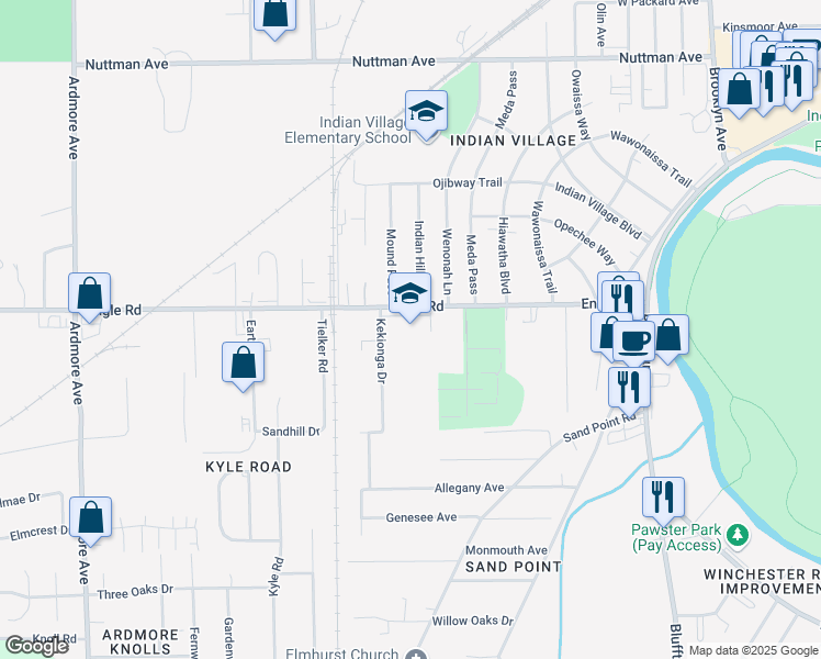 map of restaurants, bars, coffee shops, grocery stores, and more near 2929 Engle Road in Fort Wayne