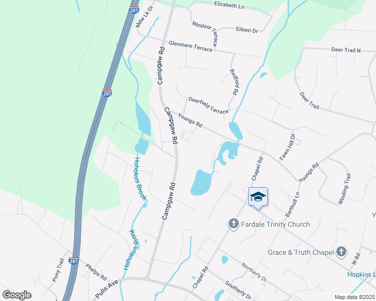 map of restaurants, bars, coffee shops, grocery stores, and more near 551 Campgaw Road in Mahwah
