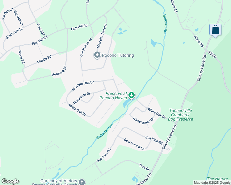 map of restaurants, bars, coffee shops, grocery stores, and more near 2410 White Oak Drive in East Stroudsburg