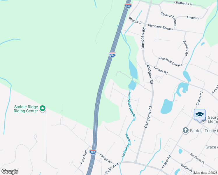 map of restaurants, bars, coffee shops, grocery stores, and more near 115 Cherokee Lane in Mahwah