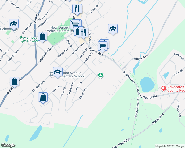 map of restaurants, bars, coffee shops, grocery stores, and more near 2 Linmor Avenue in Newton