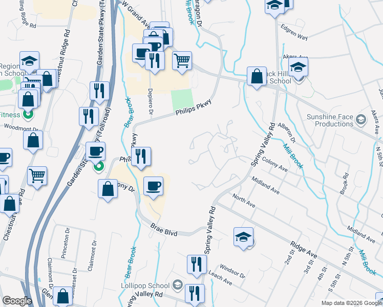 map of restaurants, bars, coffee shops, grocery stores, and more near 308 Chelsea Manor in Park Ridge