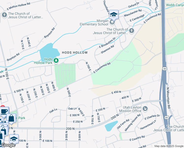 map of restaurants, bars, coffee shops, grocery stores, and more near 600 North 700 East in Kaysville