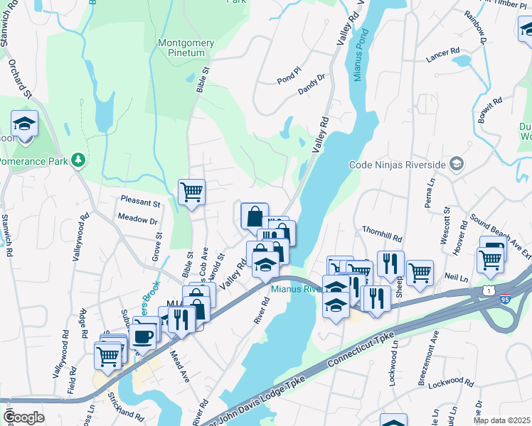 map of restaurants, bars, coffee shops, grocery stores, and more near in Greenwich