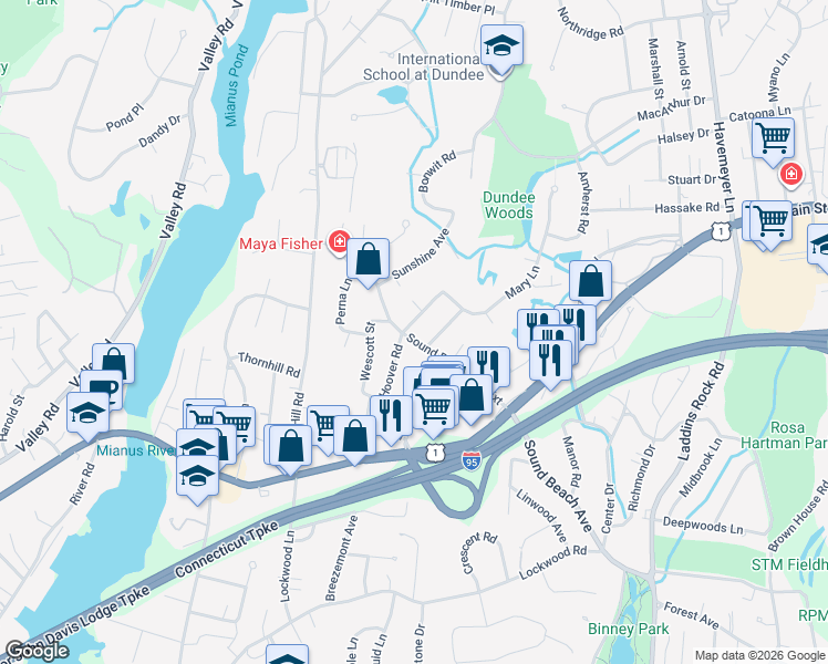 map of restaurants, bars, coffee shops, grocery stores, and more near 1 Raphael Place in Greenwich