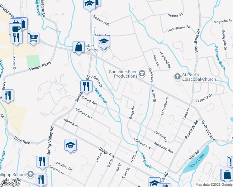 map of restaurants, bars, coffee shops, grocery stores, and more near 191 Stephen Drive in Park Ridge