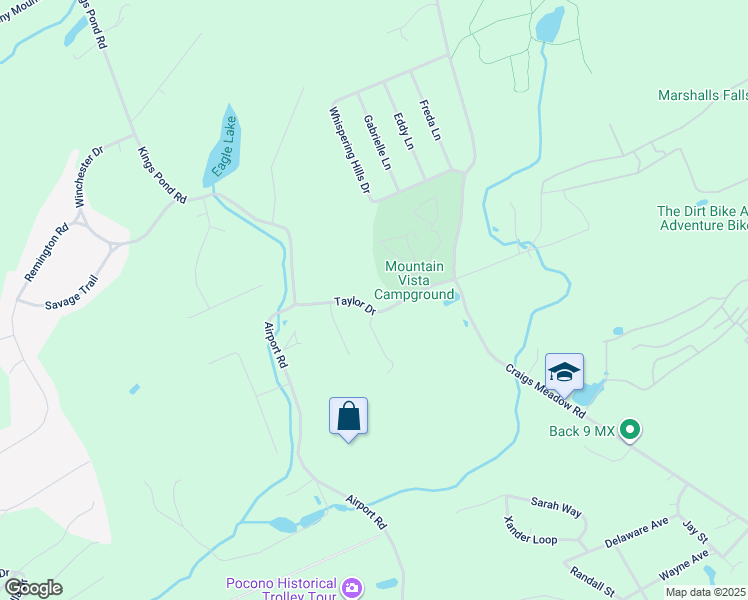map of restaurants, bars, coffee shops, grocery stores, and more near 387 Taylor Drive in East Stroudsburg