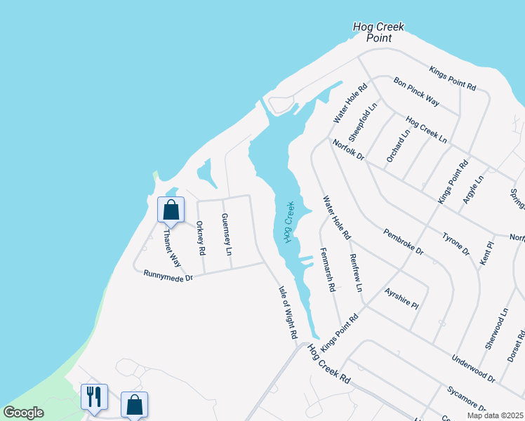 map of restaurants, bars, coffee shops, grocery stores, and more near 99 Isle of Wight Road in East Hampton