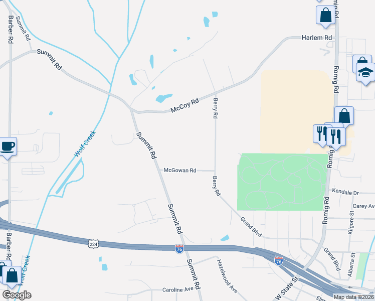 map of restaurants, bars, coffee shops, grocery stores, and more near 1985 McGowan Road in Norton