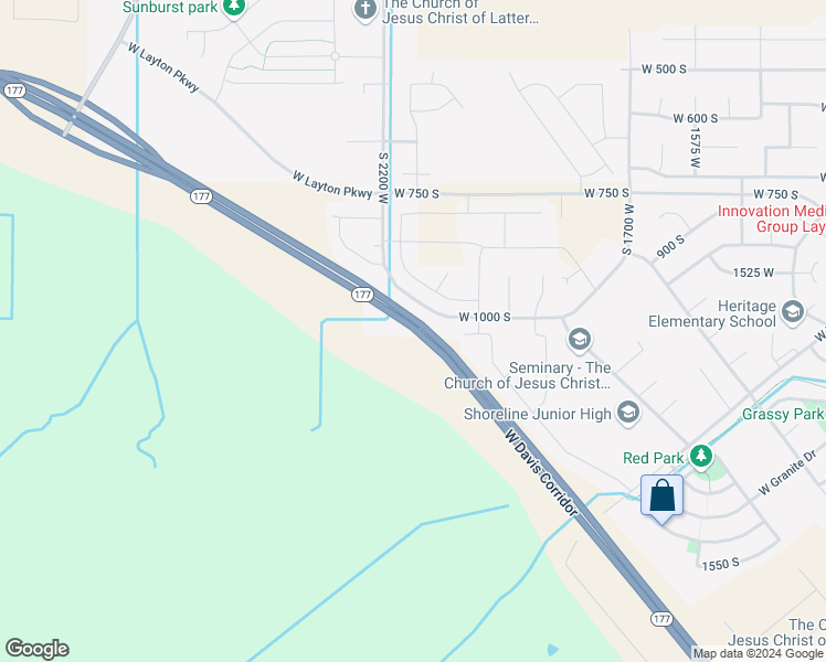 map of restaurants, bars, coffee shops, grocery stores, and more near 2133 West 1000 South in Layton