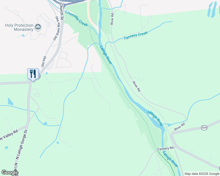 map of restaurants, bars, coffee shops, grocery stores, and more near 38 River Dr in White Haven