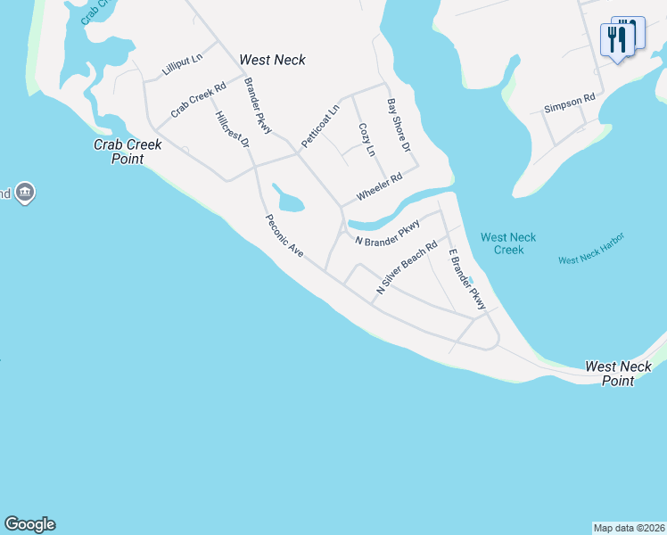 map of restaurants, bars, coffee shops, grocery stores, and more near 51 Peconic Avenue in Shelter Island Heights