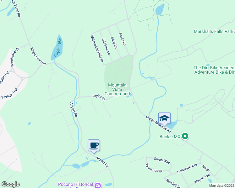 map of restaurants, bars, coffee shops, grocery stores, and more near 480 Taylor Drive in East Stroudsburg