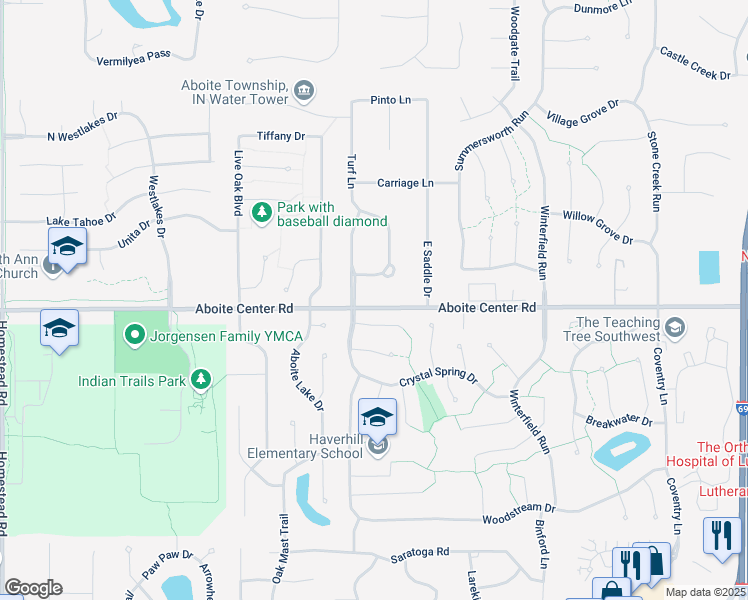 map of restaurants, bars, coffee shops, grocery stores, and more near 9621 Spurwood Ct in Fort Wayne