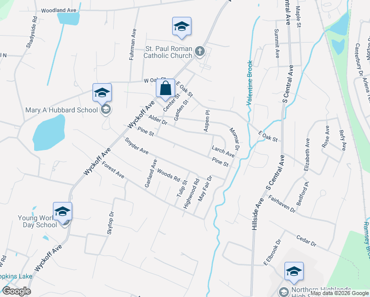 map of restaurants, bars, coffee shops, grocery stores, and more near 64 Alder Drive in Ramsey