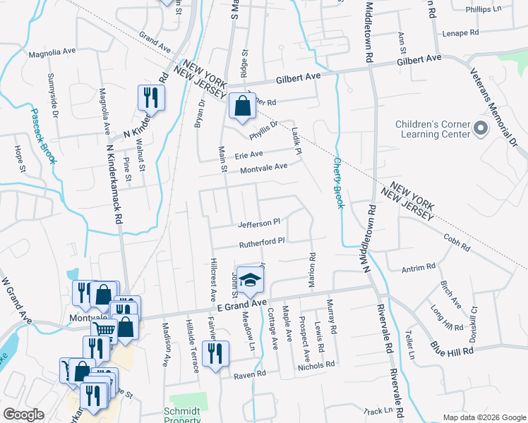 map of restaurants, bars, coffee shops, grocery stores, and more near 41 Marion Road in Montvale