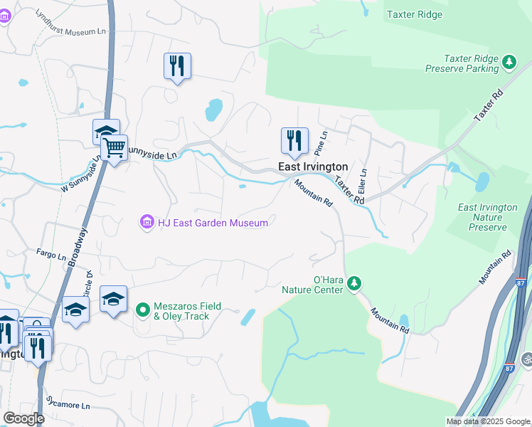 map of restaurants, bars, coffee shops, grocery stores, and more near 1 Sunnyside Place in Irvington