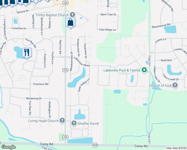 map of restaurants, bars, coffee shops, grocery stores, and more near 8360 West Woodland Trail in Findlay
