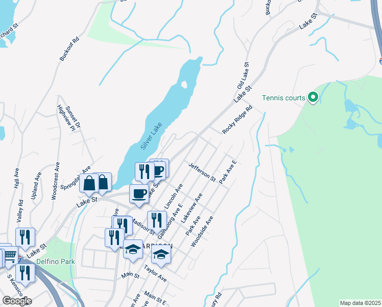 map of restaurants, bars, coffee shops, grocery stores, and more near 170 Lake Street in Harrison