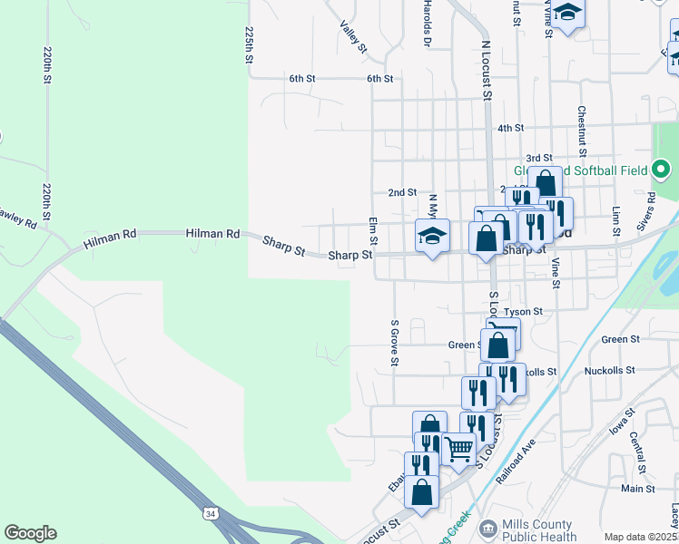 map of restaurants, bars, coffee shops, grocery stores, and more near 2 Park Avenue in Glenwood