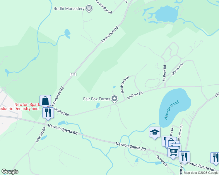 map of restaurants, bars, coffee shops, grocery stores, and more near 49 Mulford Road in Lafayette Township