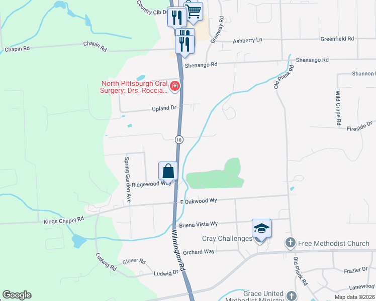 map of restaurants, bars, coffee shops, grocery stores, and more near 3034 Wilmington Road in New Castle