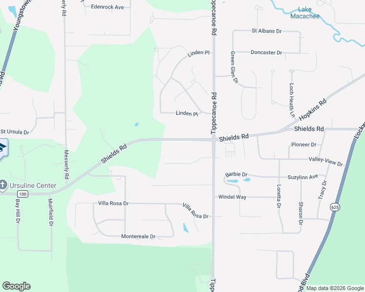 map of restaurants, bars, coffee shops, grocery stores, and more near 3693 County Road 100 in Canfield