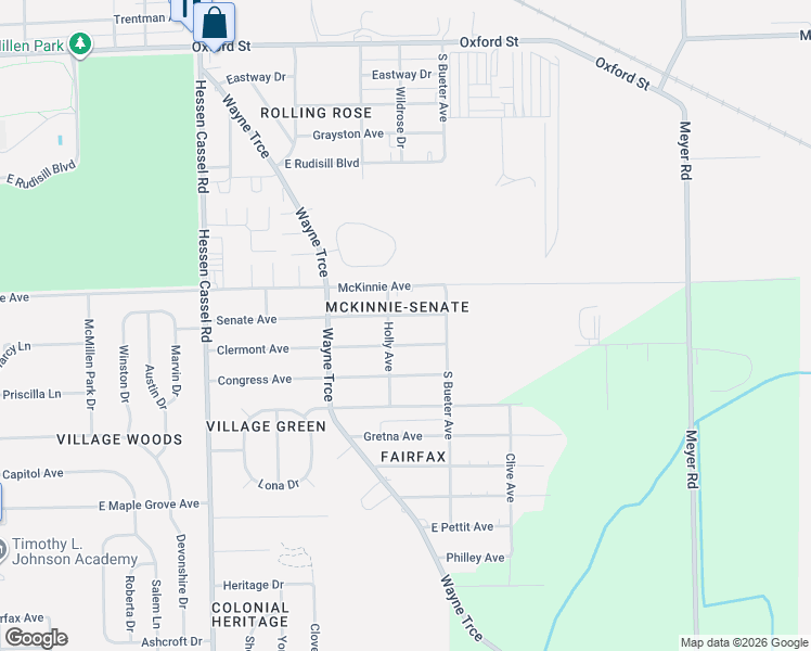 map of restaurants, bars, coffee shops, grocery stores, and more near 3802 Senate Avenue in Fort Wayne