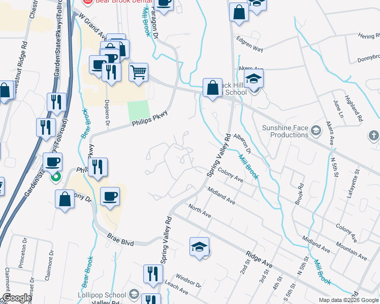 map of restaurants, bars, coffee shops, grocery stores, and more near 2 Fox Hollow in Park Ridge