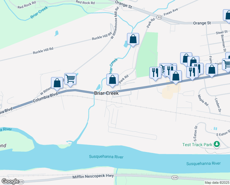 map of restaurants, bars, coffee shops, grocery stores, and more near in Briar Creek