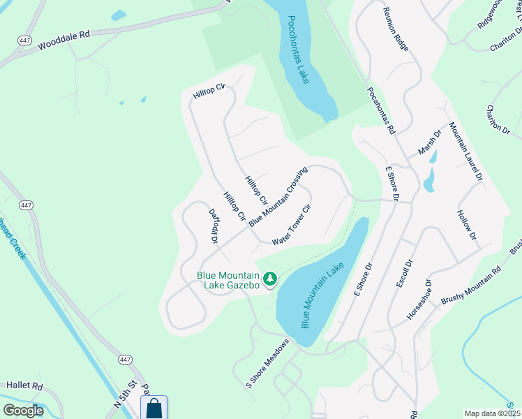 map of restaurants, bars, coffee shops, grocery stores, and more near 4228 Blue Mountain Crossing in East Stroudsburg