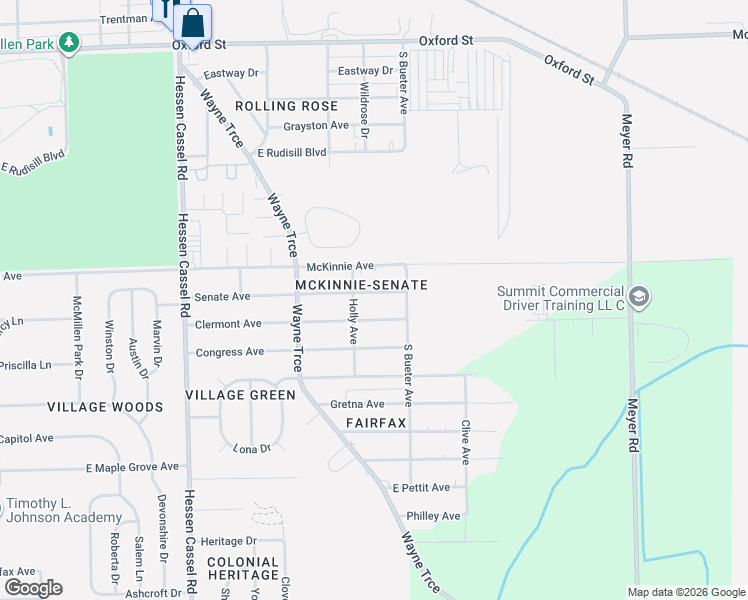 map of restaurants, bars, coffee shops, grocery stores, and more near 3802 Senate Avenue in Fort Wayne
