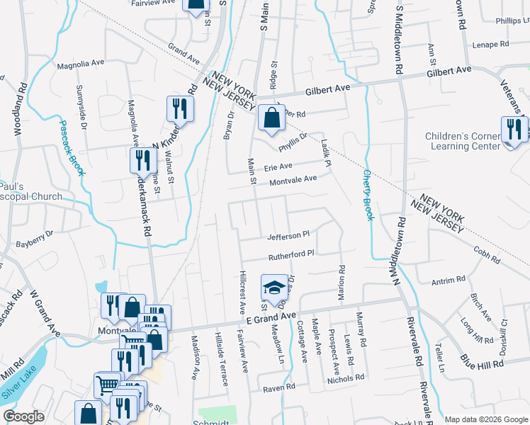 map of restaurants, bars, coffee shops, grocery stores, and more near 13 Main Street in Montvale
